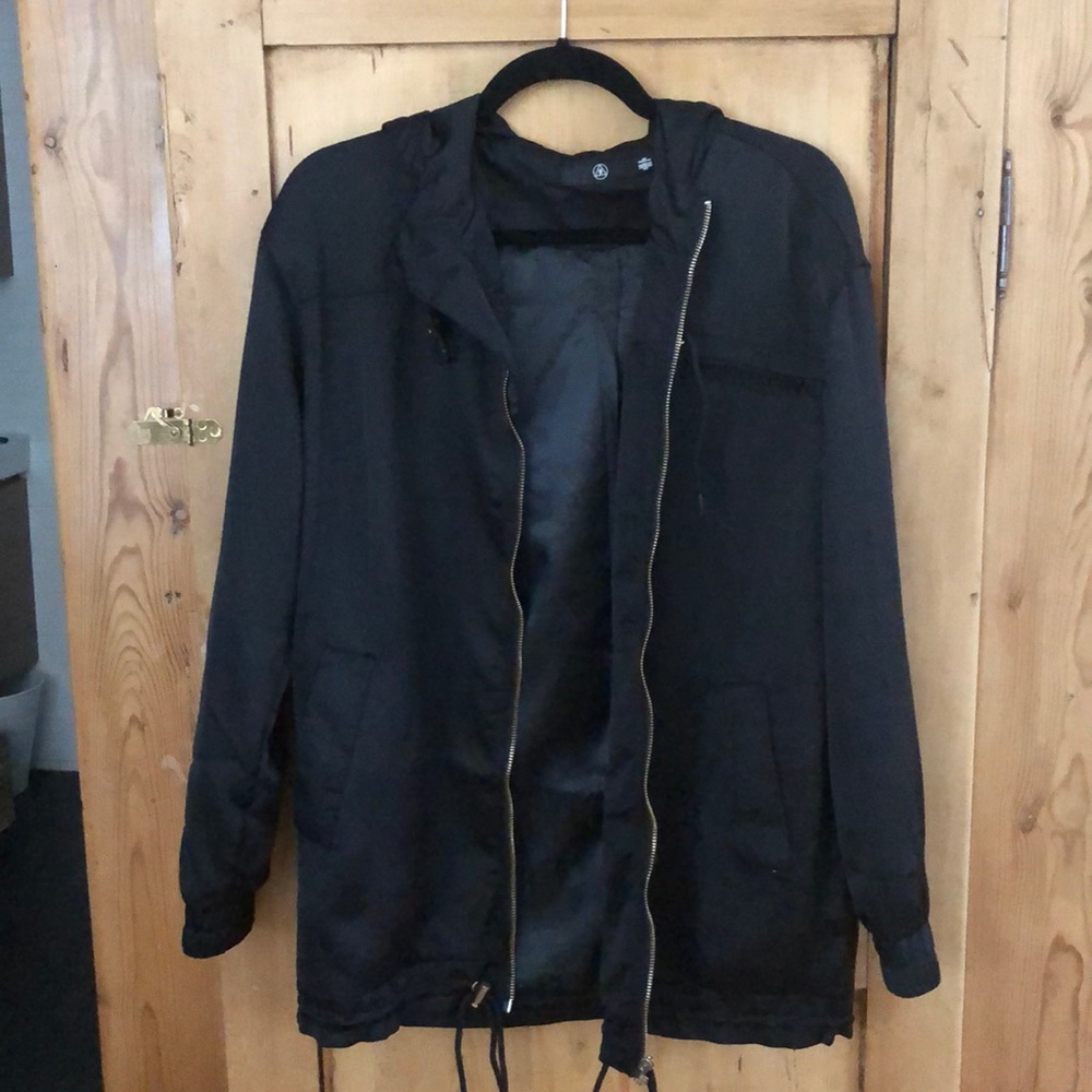 Misguided black satin parka - Small